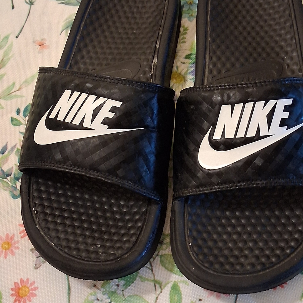 Nike Black and White Slide Sandals